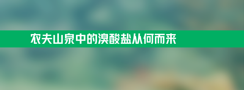 饮用水溴酸盐风险基本忽略 农夫山泉中的溴酸盐从何而来