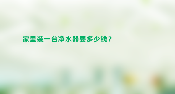 家里装一台净水器要多少钱？