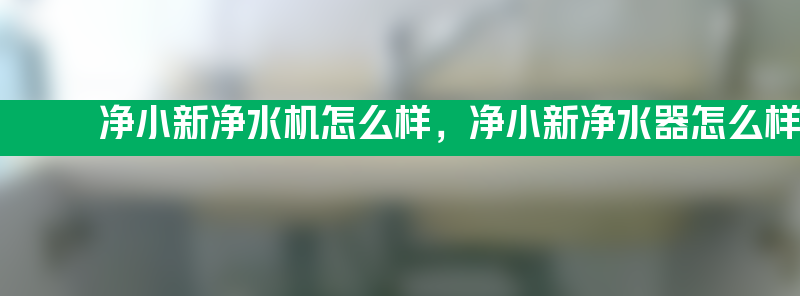 净小新净水机怎么样 净小新净水器怎么样