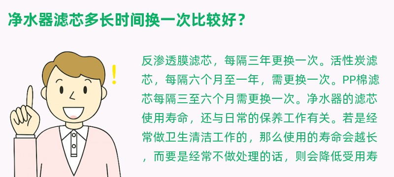 净水器滤芯多长时间换一次比较好？