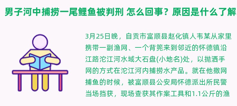 男子河中捕捞一尾鲤鱼被判刑 怎么回事？原因是什么了解细节