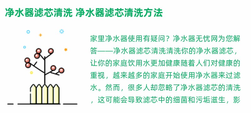 净水器滤芯清洗 净水器滤芯清洗方法