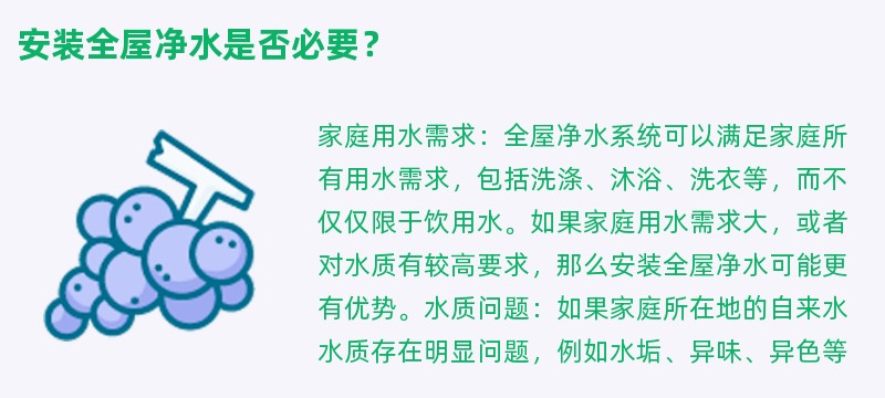 安装全屋净水是否必要？