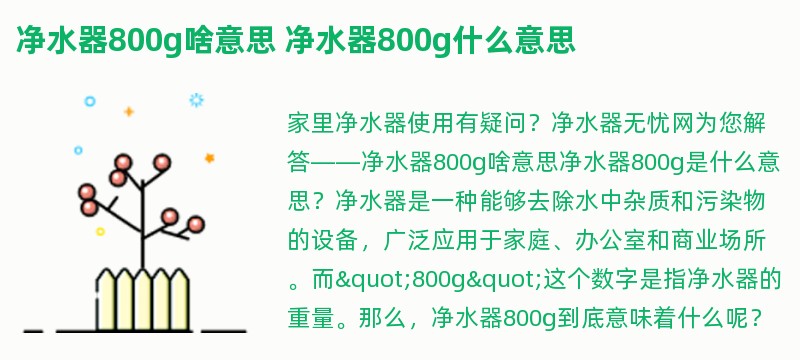 净水器800g啥意思 净水器800g什么意思