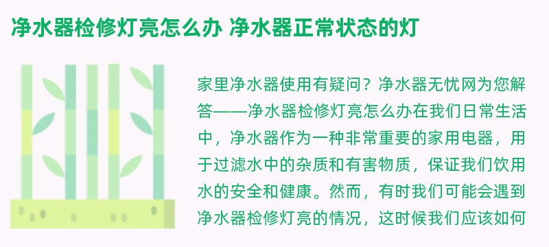 净水器检修灯亮怎么办 净水器正常状态的灯